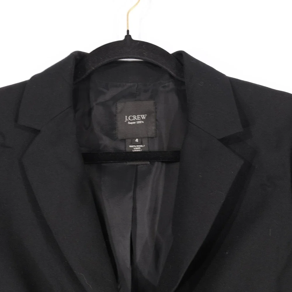 J.Crew Super 120s Wool Blazer Womens 4 Black Two-Button Professional Career
